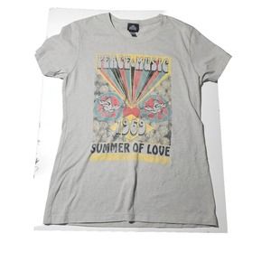 Roc & Roll Hall Of Fame XL Gray 1969 Peace & Music Summer Of Love Cotton T-Shirt